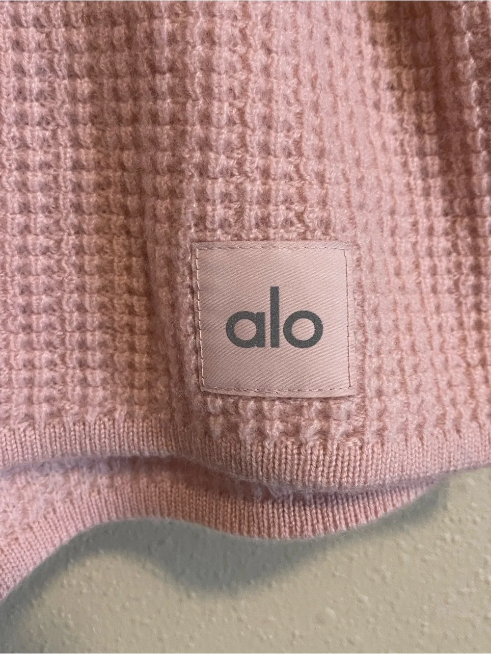 ALO Yoga Blush Pink Waffle Knit Two-Piece Loungewear Set - Picture 4 of 10